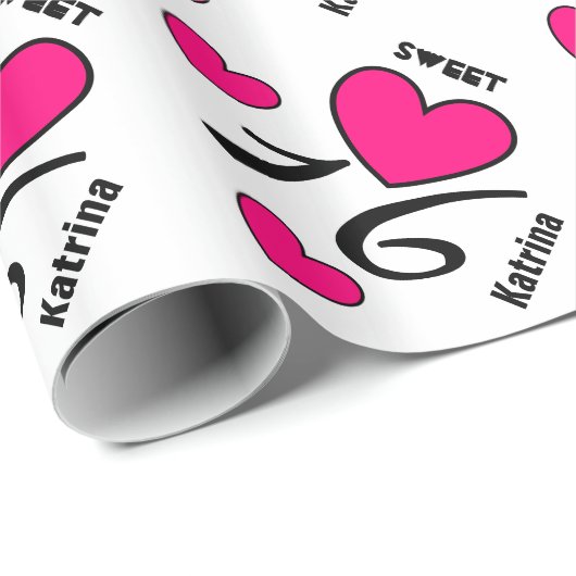 Zoete zestien verjaardag 16 HEARTS Eigen naam V3A Cadeaupapier (Rol Hoek)