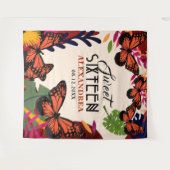 Zoete Zestien Vlinders Bloemige Foto Achtergrond Wandkleed (Voorkant (horizontaal))