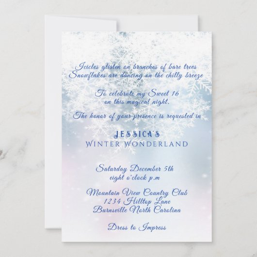 Zoete Zestien Winter Wonderland Pijnbomen Sneeuw Kaart (Achterkant)