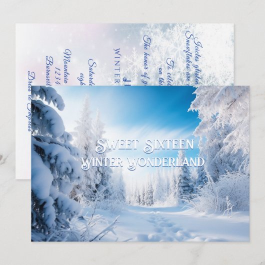 Zoete Zestien Winter Wonderland Pijnbomen Sneeuw Kaart (Voorkant / Achterkant)