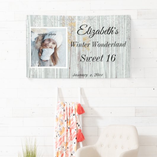 Zoete Zestien Winter Wonderland Sneeuwvlok Spandoek (Insitu)