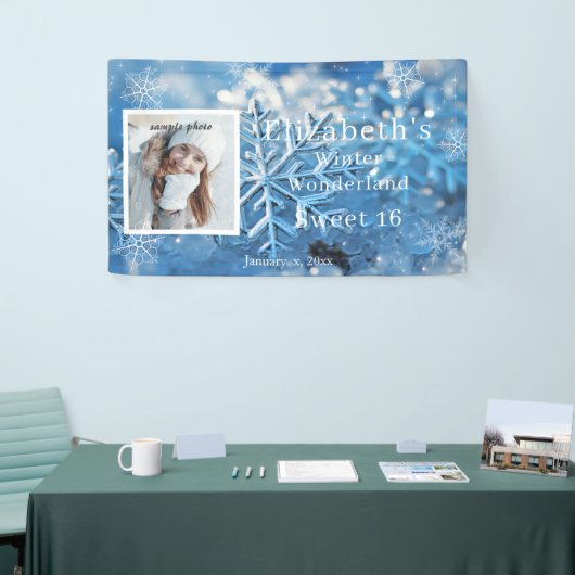 Zoete Zestien Winter Wonderland Sneeuwvlok Spandoek (Beurs)