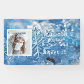 Zoete Zestien Winter Wonderland Sneeuwvlok Spandoek (Horizontaal)