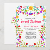 Zoete Zestien Wit Mexicaans Feest Volkskunst Bloem Kaart (Voorkant / Achterkant)