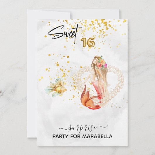 ** ZOETE ZESTIEN Zeemeermin Pearl Hart 16 Verjaard Kaart (Voorkant)