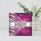 Zoete Zestien Zoete 16 Roze Zebra Wit Roze Parel Kaart (Staand voorkant)