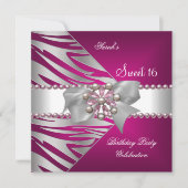Zoete Zestien Zoete 16 Roze Zebra Wit Roze Parel Kaart (Voorkant)