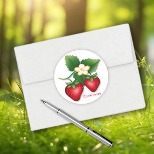 Zoete Zomer Aardbei Fruit Ronde Sticker