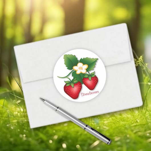 Zoete zomer aardbei fruit ronde sticker