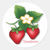 Zoete zomer aardbei fruit ronde sticker (Voorkant)