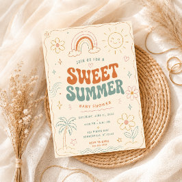Zoete Zomer baby shower Feest retro Pastel Kaart
