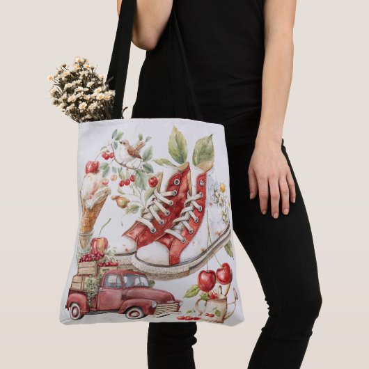Zoete Zomer Kersen Denim Jas Tote Bag (Dichtbij)