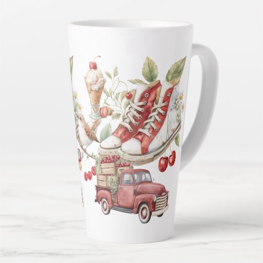 Zoete zomer kersen latte mok (Rechterhoek)