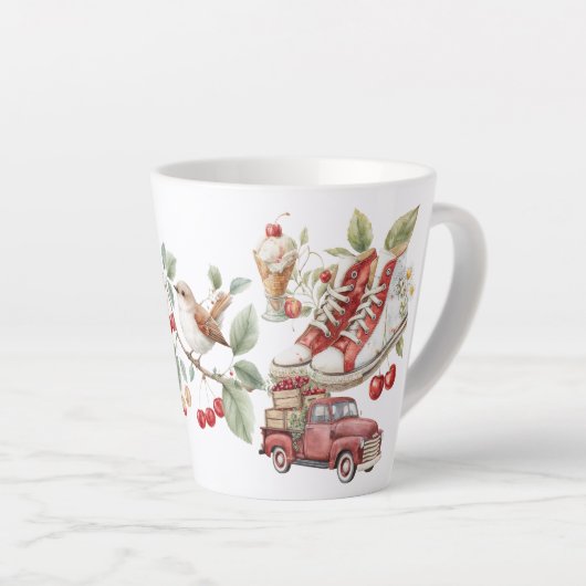 Zoete zomer kersen latte mok (Rechterhoek)