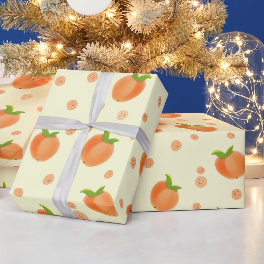 Zoete Zomer Perzik Patroon Cadeaupapier (Feestdagen)