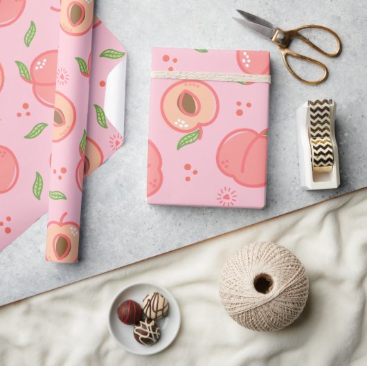 Zoete zomer perzik patroon cadeaupapier (Crafts)