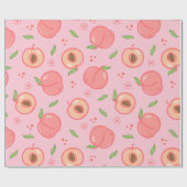 Zoete zomer perzik patroon cadeaupapier (Vlak)