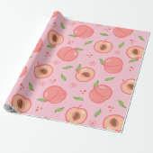 Zoete zomer perzik patroon cadeaupapier (Uitgerold)