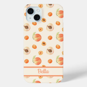 Zoete zomer perzik patroon iPhone 15 mini hoesje