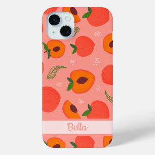 Zoete zomer perzik patroon iPhone 15 mini hoesje