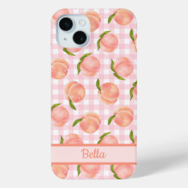 Zoete zomer perzik patroon iPhone 15 mini hoesje