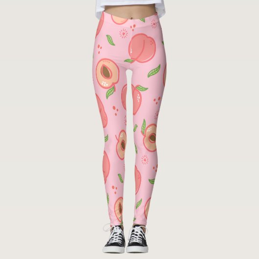 Zoete zomer perzik patroon groot leggings (Voorkant)