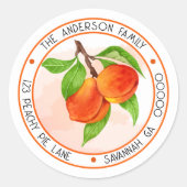 Zoete Zomer Perziken Cirkel Retouradres Ronde Sticker (Voorkant)