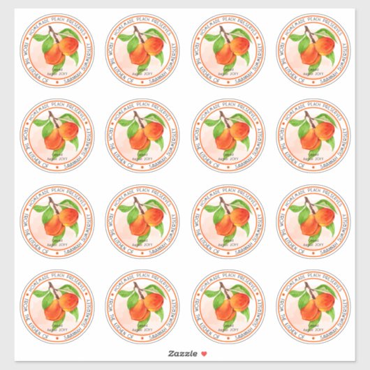 Zoete zomer perziken perzik conserven inblikken sticker (Vel)