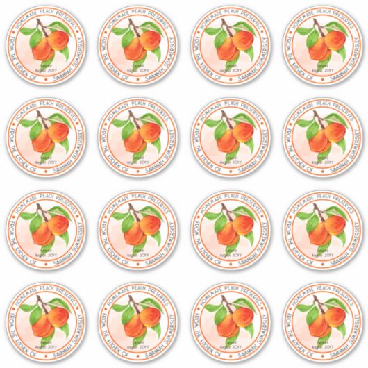 Zoete zomer perziken perzik conserven inblikken sticker (Voorkant)