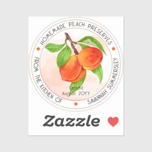 Zoete zomer perziken perzik conserven inblikken sticker (Vel)