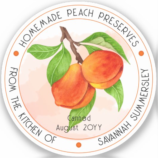 Zoete zomer perziken perzik conserven inblikken sticker (Voorkant)