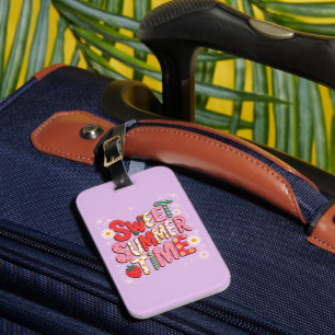 Zoete Zomer Tijd Coquette Aardbei Retro Strand Bagagelabel