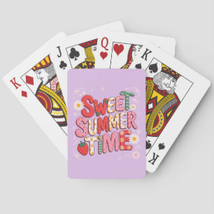 Zoete Zomer Tijd Coquette Aardbei Retro Strand Pokerkaarten