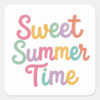Zoete Zomer Tijd Pastel Brei Tekst Vierkante Sticker