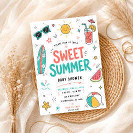 Zoete Zomerfeest Tropische handgetekende babyshowe Kaart