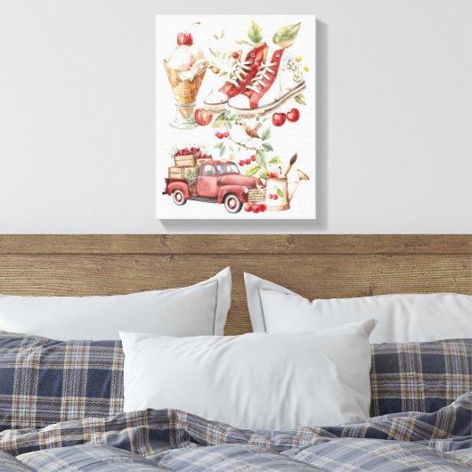 Zoete zomerkersen canvas afdruk (Insitu (Slaapkamer))