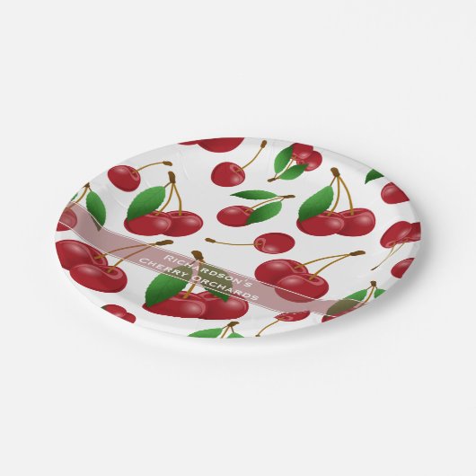 zoete zomerkersen papieren bordje (Gekanteld)