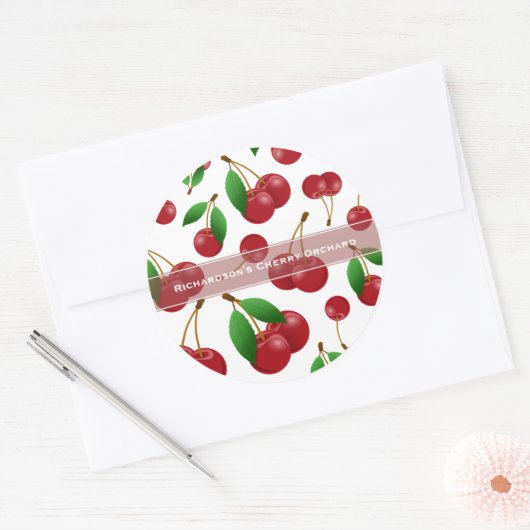 zoete zomerkersen ronde sticker (Envelop)