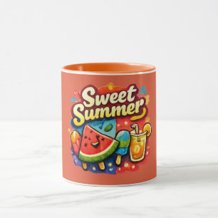 Zoete zomermok met oranje rand mok