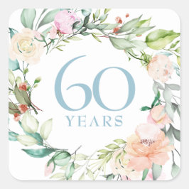 Zoete zomerozen krans 60/75ste verjaardag vierkante sticker