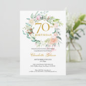 Zoete Zomerrozen Slinger Monogram 70e Verjaardag Kaart (Staand voorkant)