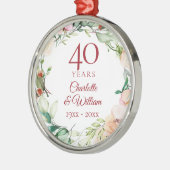 Zoete zomerrozenkrans 40ste verjaardag metalen ornament (Links)