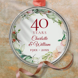 Zoete zomerrozenkrans 40ste verjaardag metalen ornament