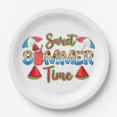 zoete zomertijd | Kleurrijke Watermeloen Slice Papieren Bordje (Voorkant)