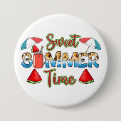 zoete zomertijd | Kleurrijke Watermeloen Slice Ronde Button 7,6 Cm (Voorkant)