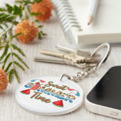 zoete zomertijd | Kleurrijke Watermeloen Slice Sleutelhanger (Voorkant Rechts)