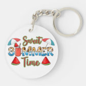 zoete zomertijd | Kleurrijke Watermeloen Slice Sleutelhanger (Achterkant)