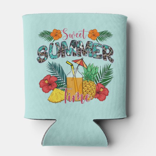 zoete zomertijd | Tropische vruchten en bloemen Blikjeskoeler (Achterkant)