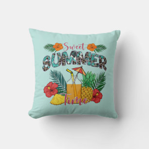 zoete zomertijd   Tropische vruchten en bloemen Kussen