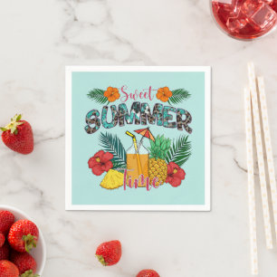 zoete zomertijd Tropische vruchten en bloemen Servet